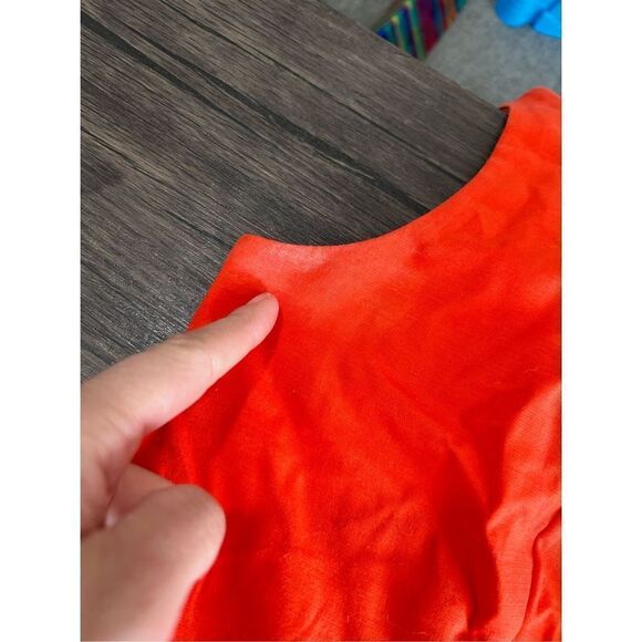 Lauren Ralph Lauren Orange White Tan Stripes Sheath Dress Zip Back Pockets Sz 12 - Picture 10 of 10